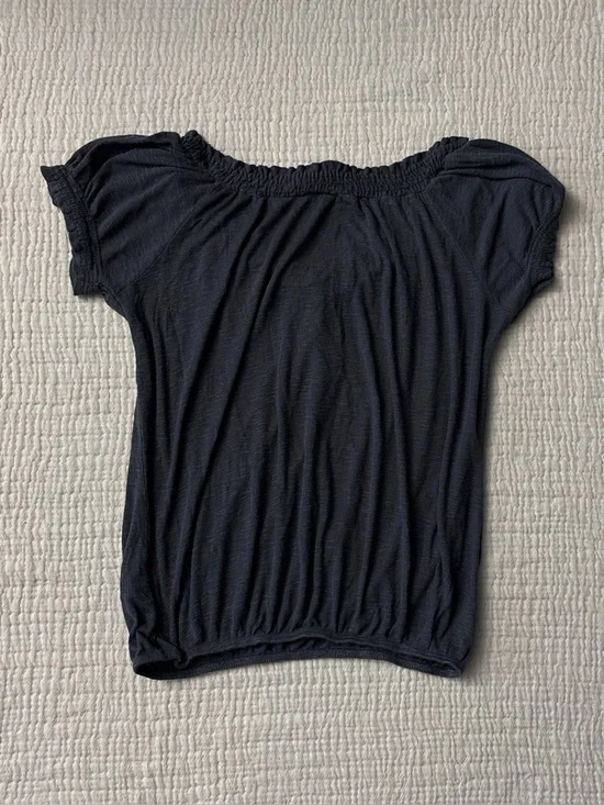 y2k boho ruffle grey cinched hem top - Picture 2 of 4